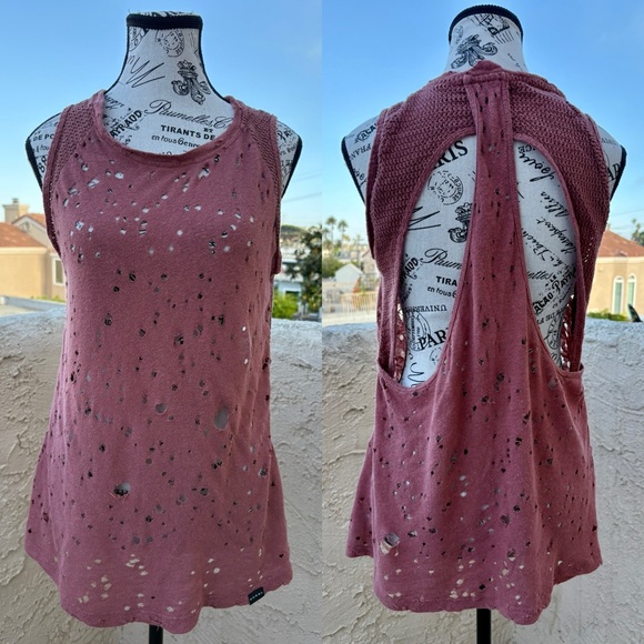Koral Activewear Chord open back distressed tank top in sandstone size S small - Picture 3 of 11